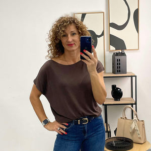 SZIMI - Kötött cérna felső. Sötét barna