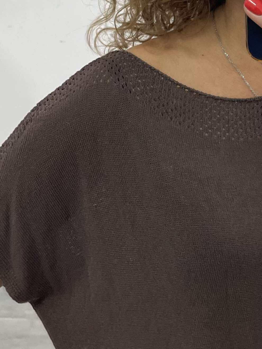 SZIMI - Kötött cérna felső. Sötét barna