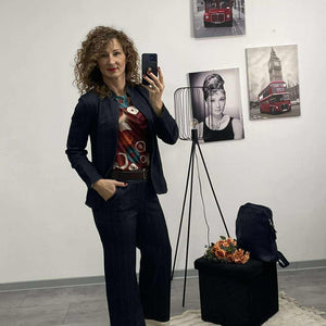 LOOK - Halszálka mintás kiskabát.Sötétkék