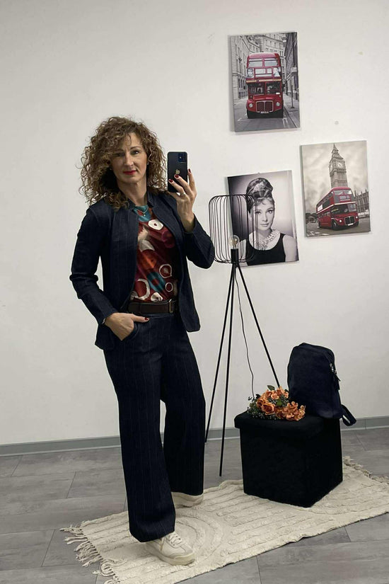 LOOK - Halszálka mintás kiskabát.Sötétkék