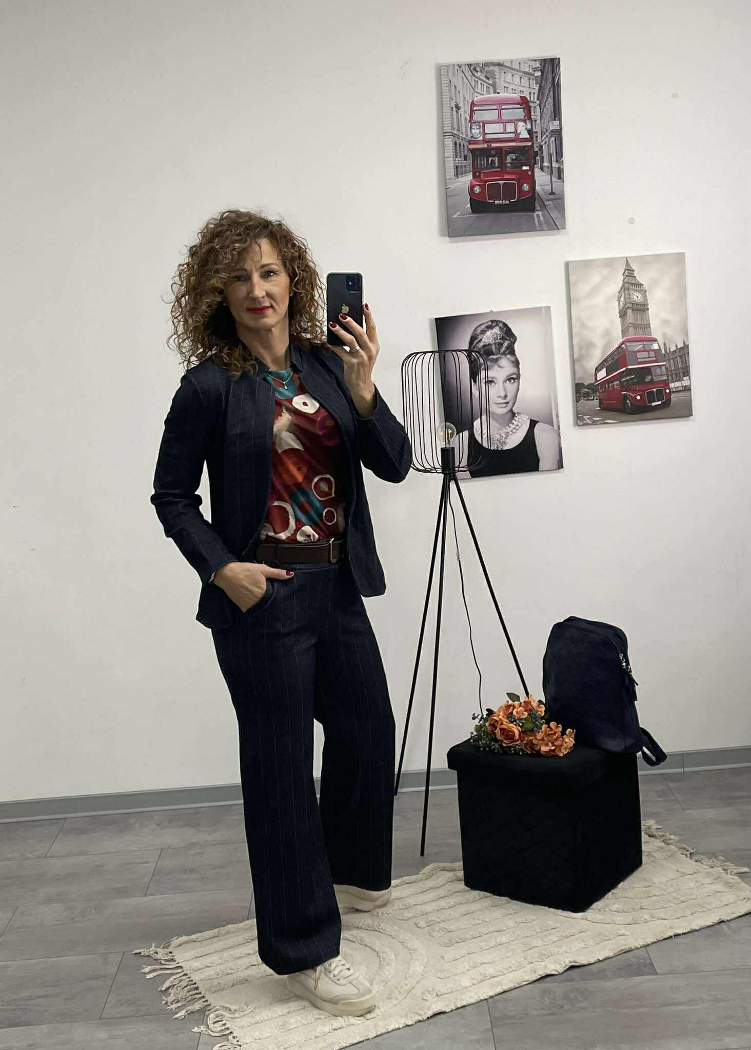 LOOK - Halszálka mintás kiskabát.Sötétkék