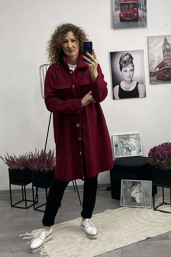 NONA - Buklé átmeneti kabát. Bordó