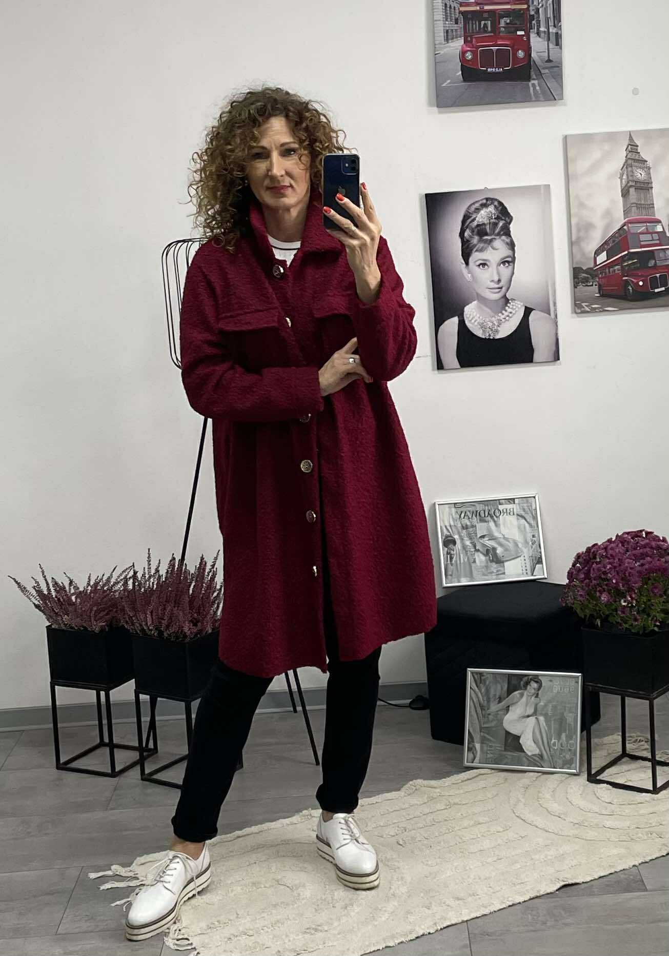 NONA - Buklé átmeneti kabát. Bordó