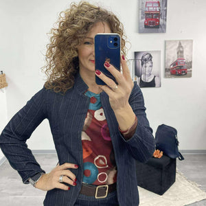 LOOK - Halszálka mintás kiskabát.Sötétkék