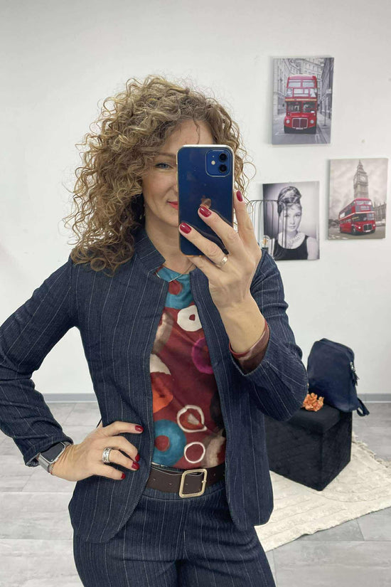 LOOK - Halszálka mintás kiskabát.Sötétkék