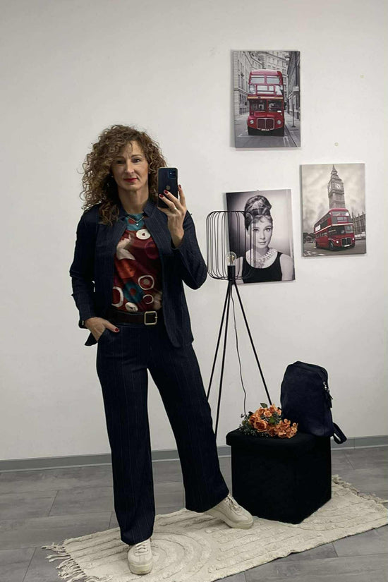 LOOK - Halszálka mintás kiskabát.Sötétkék