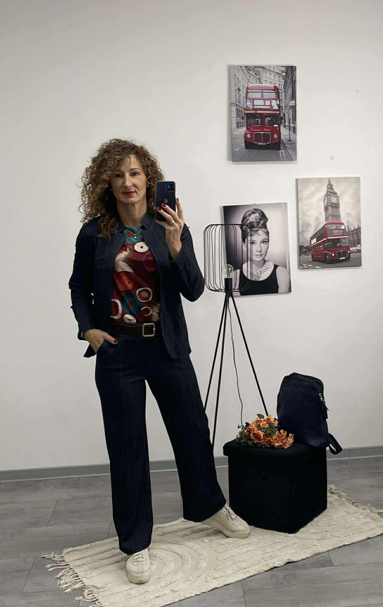 LOOK - Halszálka mintás kiskabát.Sötétkék