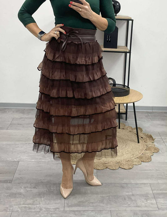 NEW - Tüll szoknya. Sötétbarna