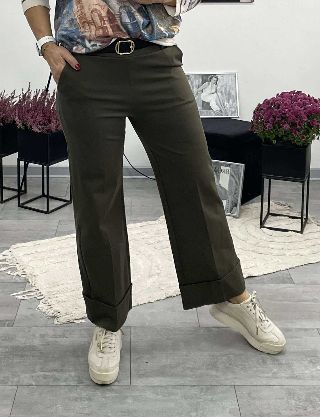 MARA - Bő szárú nadrág. Khaki