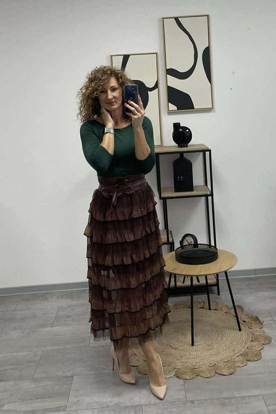 NEW - Tüll szoknya. Sötétbarna