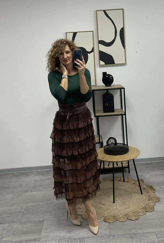 NEW - Tüll szoknya. Sötétbarna