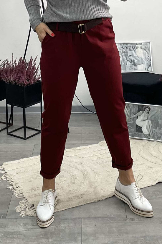 TICIA - Laza szabású nadrág. Bordó