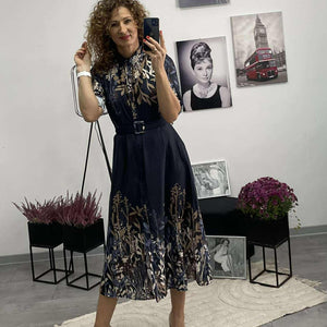 NORA - Selyem hatású ruha. Sötétkék