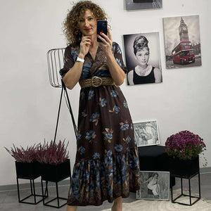 NORI - Selyem hatású ruha. Barna