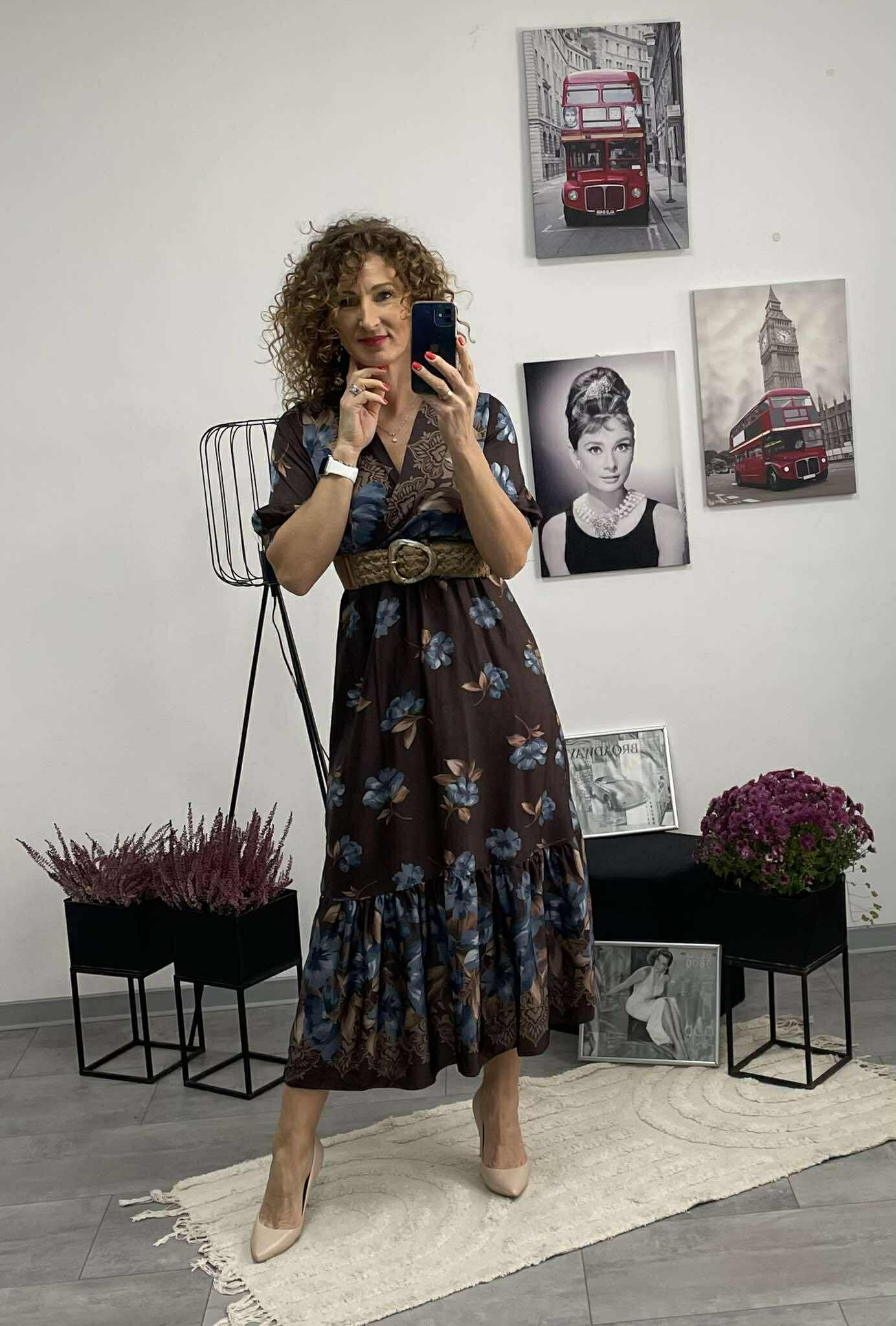 NORI - Selyem hatású ruha. Barna