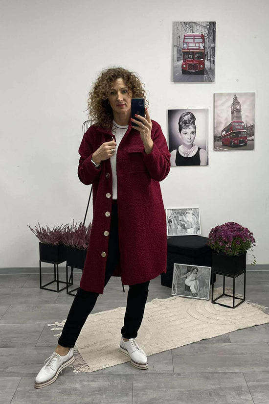 NONA - Buklé átmeneti kabát. Bordó