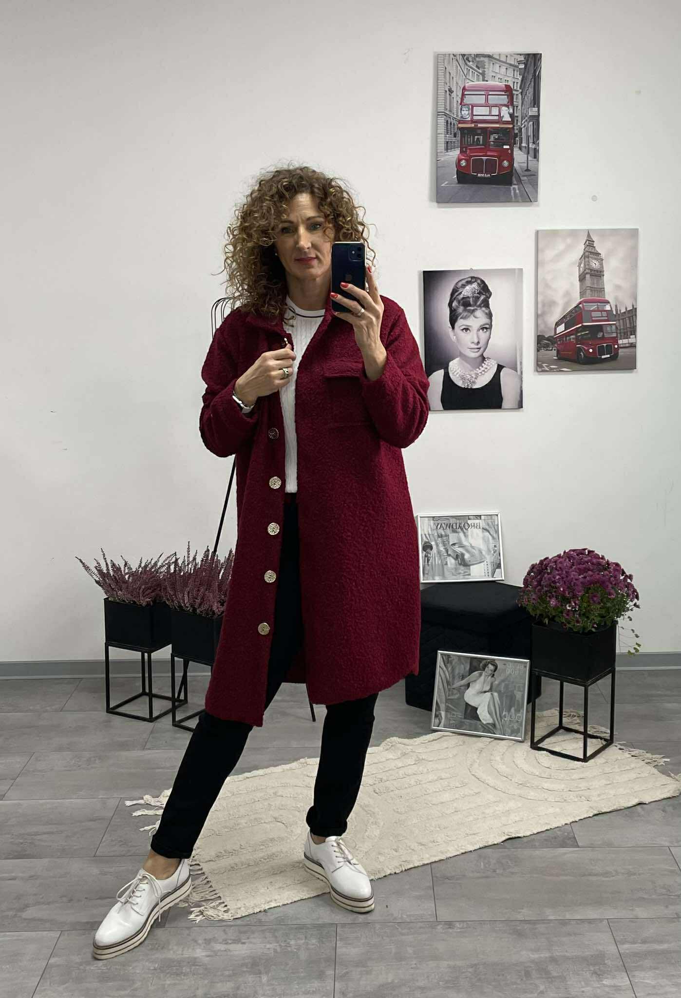 NONA - Buklé átmeneti kabát. Bordó