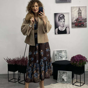 NORI - Selyem hatású ruha. Barna