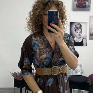 NORI - Selyem hatású ruha. Barna