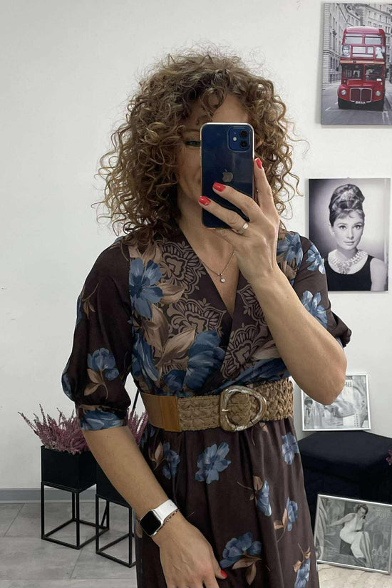 NORI - Selyem hatású ruha. Barna