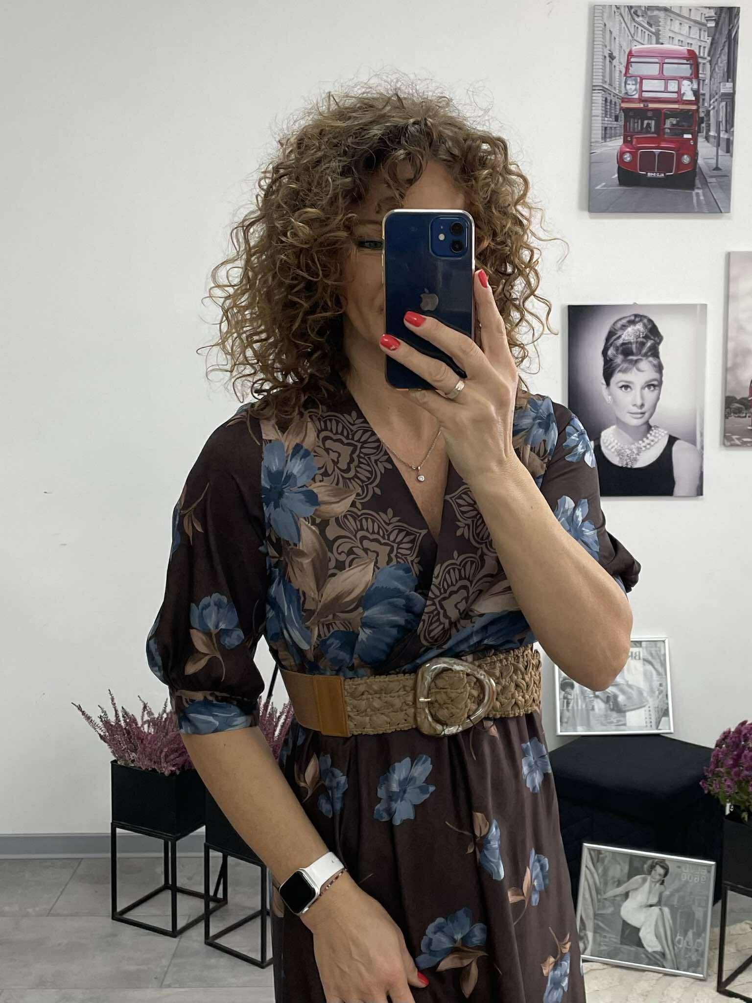 NORI - Selyem hatású ruha. Barna