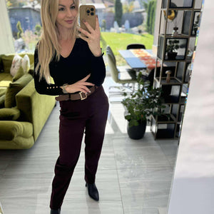 CATY - Laza szabású szövet nadrág. Bordó