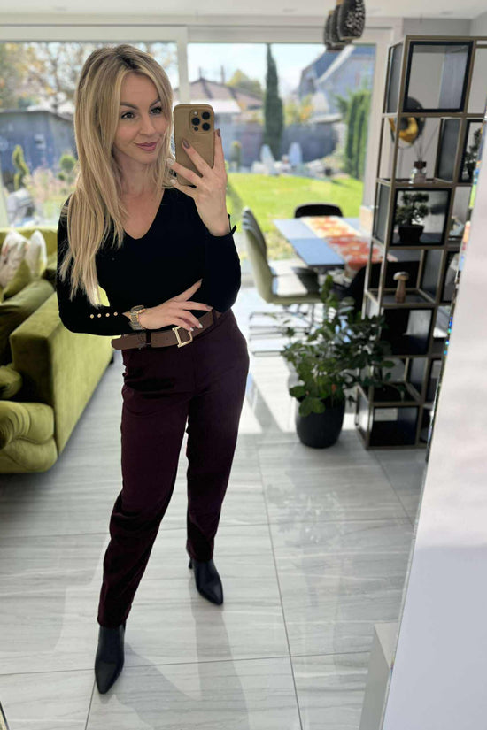 CATY - Laza szabású szövet nadrág. Bordó