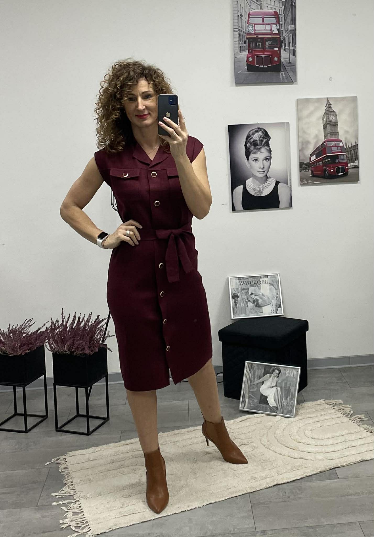 HÉRA - Kötött Gombos maxi ruha. Bordó