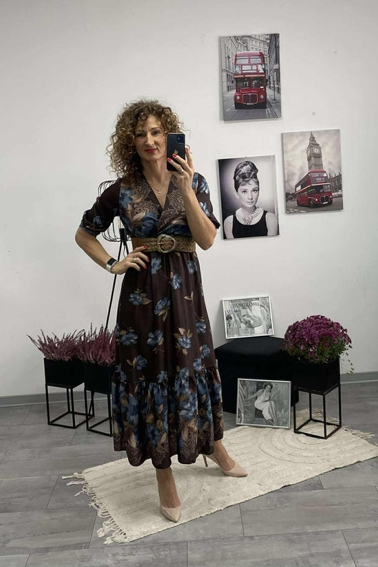 NORI - Selyem hatású ruha. Barna