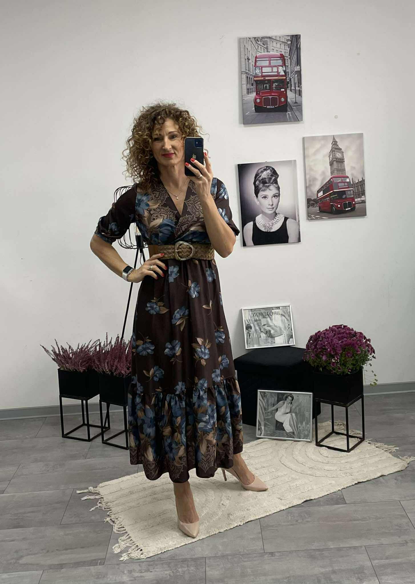 NORI - Selyem hatású ruha. Barna