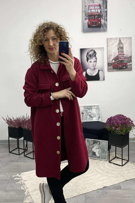 NONA - Buklé átmeneti kabát. Bordó