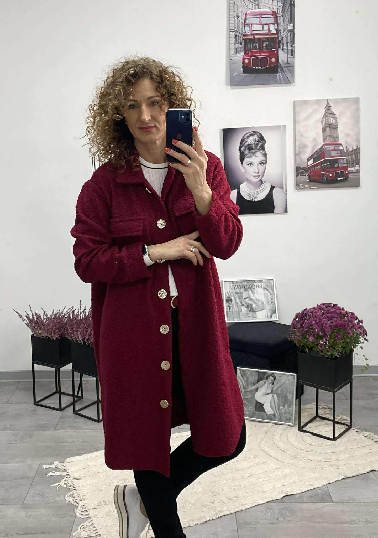 NONA - Buklé átmeneti kabát. Bordó