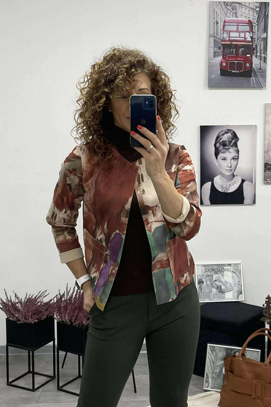 TOSCA - Velúr rövid kabátka. Rozsabarna