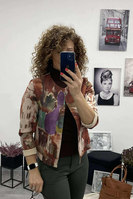 TOSCA - Velúr rövid kabátka. Rozsabarna