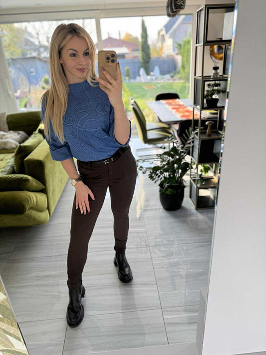 COMFORT - Ceruza nadrág. Sötét barna