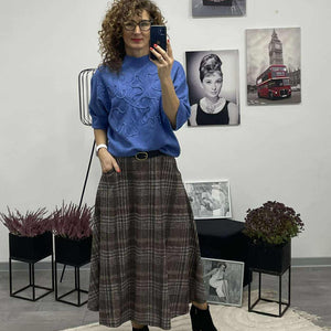 Kátya - Kockás szoknya. Barna -kék