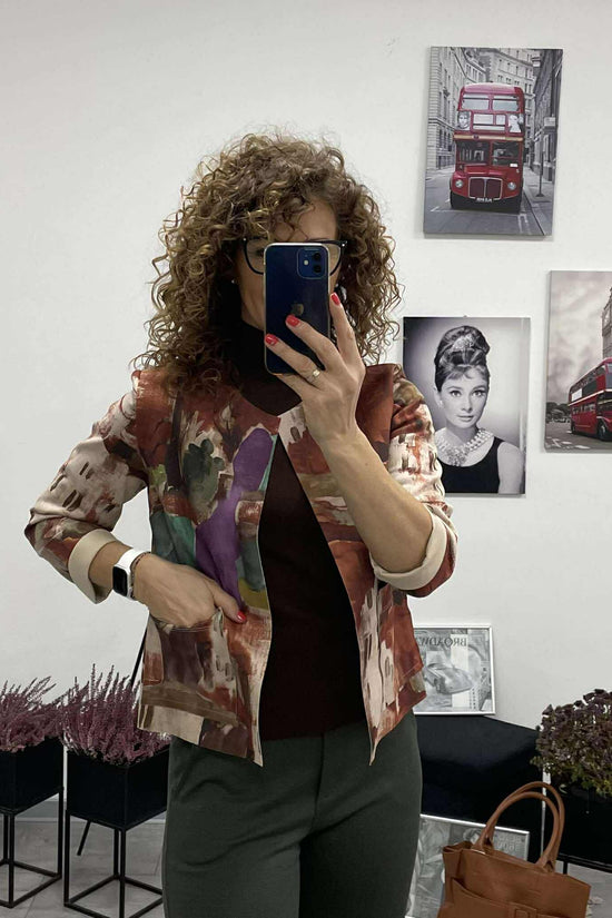 TOSCA - Velúr rövid kabátka. Rozsabarna