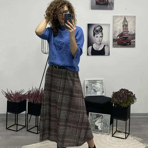 Kátya - Kockás szoknya. Barna -kék