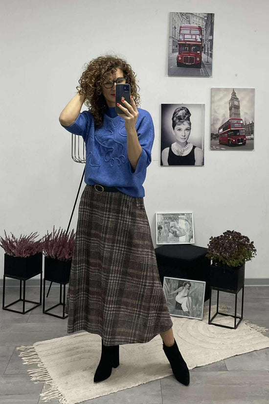 Kátya - Kockás szoknya. Barna -kék