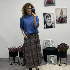 Kátya - Kockás szoknya. Barna -kék