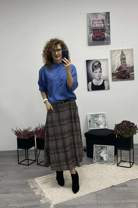 Kátya - Kockás szoknya. Barna -kék