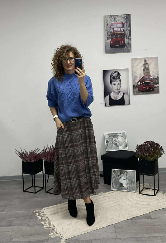 Kátya - Kockás szoknya. Barna -kék