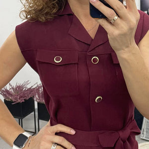 HÉRA - Kötött Gombos maxi ruha. Bordó