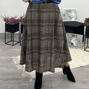 Kátya - Kockás szoknya. Barna -kék