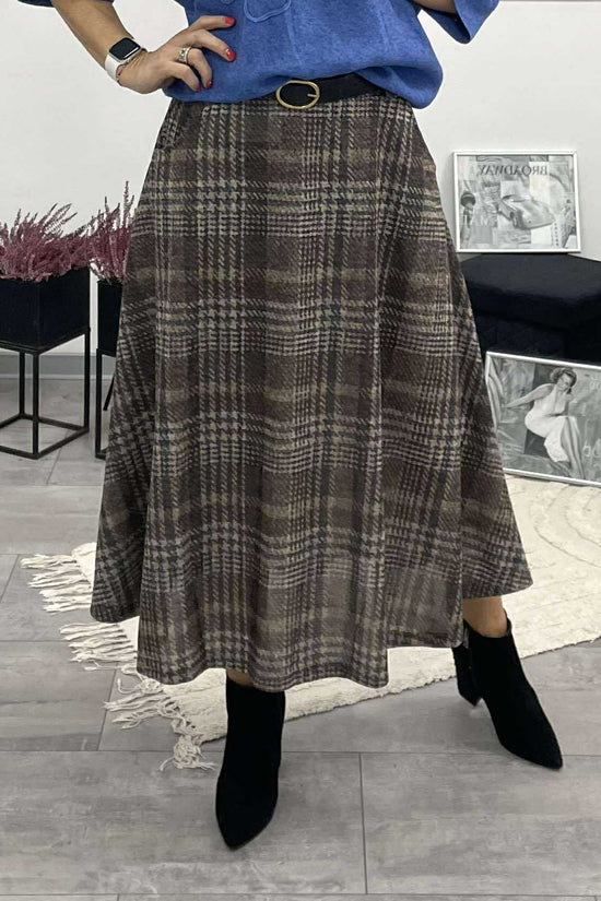 Kátya - Kockás szoknya. Barna -kék