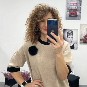 LINDA - Kötött ruha. Világos bézs