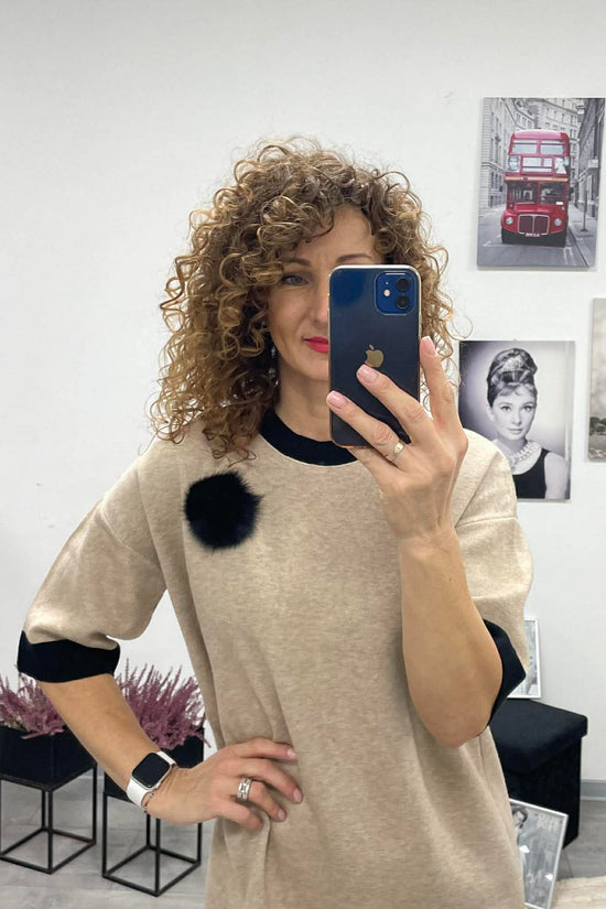 LINDA - Kötött ruha. Világos bézs