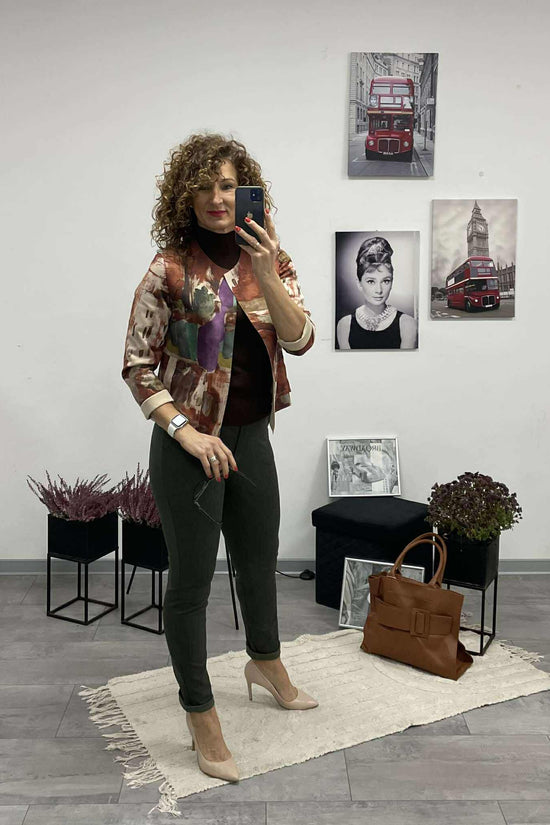 TOSCA - Velúr rövid kabátka. Rozsabarna