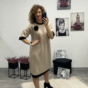 LINDA - Kötött ruha. Világos bézs