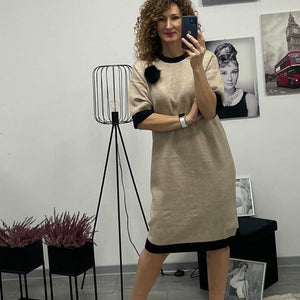 LINDA - Kötött ruha. Világos bézs